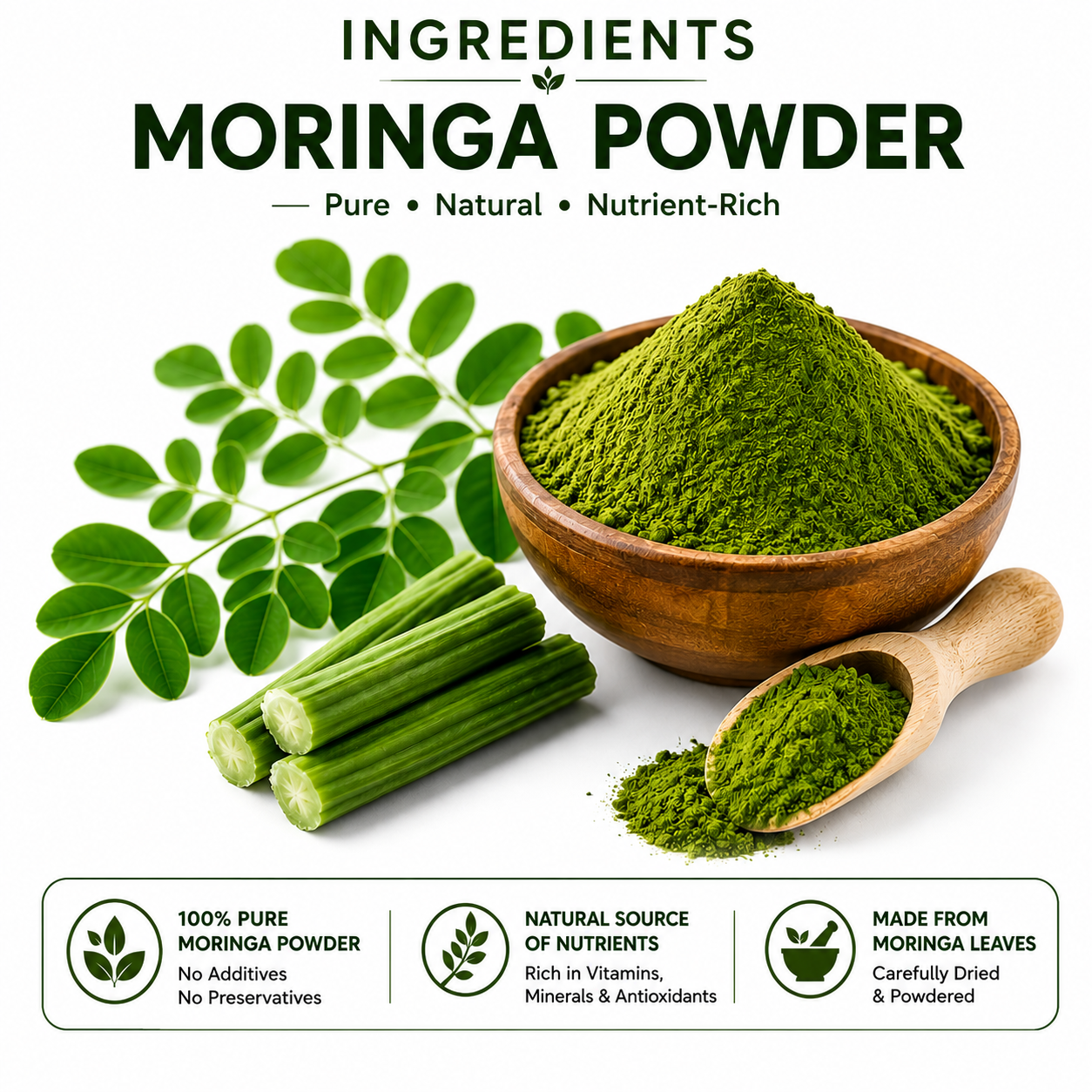 Himalayan Moringa Capsules | 60 Vegetarian Capsules | 100% Natural Moringa Supplement | Rich in Antioxidants, Vitamins & Minerals | Supports Immunity, Energy, Digestion, Skin & Hair Health