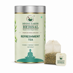 Divine Earth Herbal Refreshment Tea | Premium Herbal Infusion | Green Tea with Peppermint, Hibiscus, Lemongrass & Rose Petals | Refreshing Wellness | 15 Tea Bags (30g)