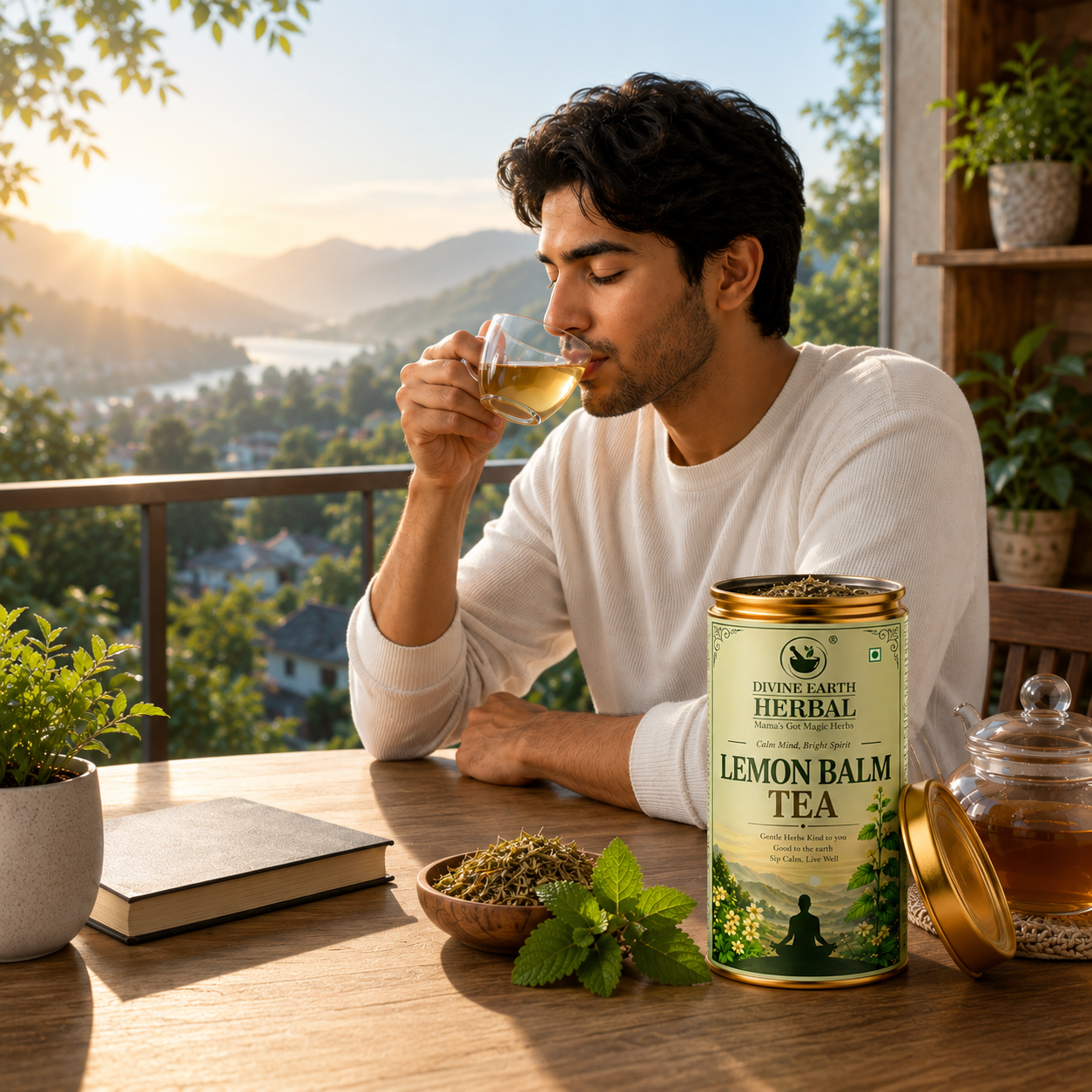 Divine Earth Herbal Lemon Balm Tea | 100% Pure Dried Lemon Balm Leaves | No Added Flavors or Preservatives | Loose Leaf Herbal Tea in Natural Form – 50g