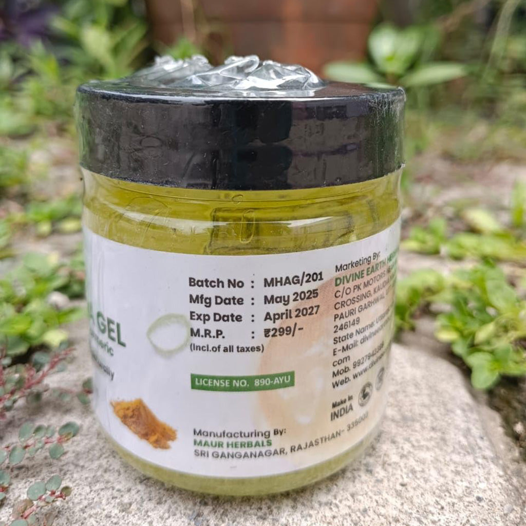 Divine Earth Herbal Aloe Vera Gel with Turmeric Extract (100g) | Natural Skin & Hair Care Gel | Hydrates, Soothes & Nourishes | For All Skin Types