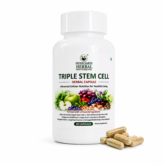 Himalayan Triple Stemcell Capsules (60 Capsules) | Apple & Grape Stem Cell Extract with Berry & Herbal Blend | Antioxidant-Rich Wellness Supplement