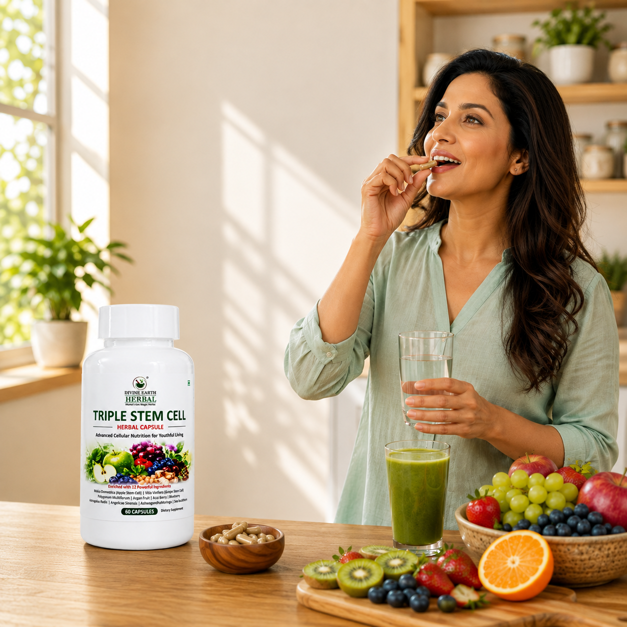 Himalayan Triple Stemcell Capsules (60 Capsules) | Apple & Grape Stem Cell Extract with Berry & Herbal Blend | Antioxidant-Rich Wellness Supplement