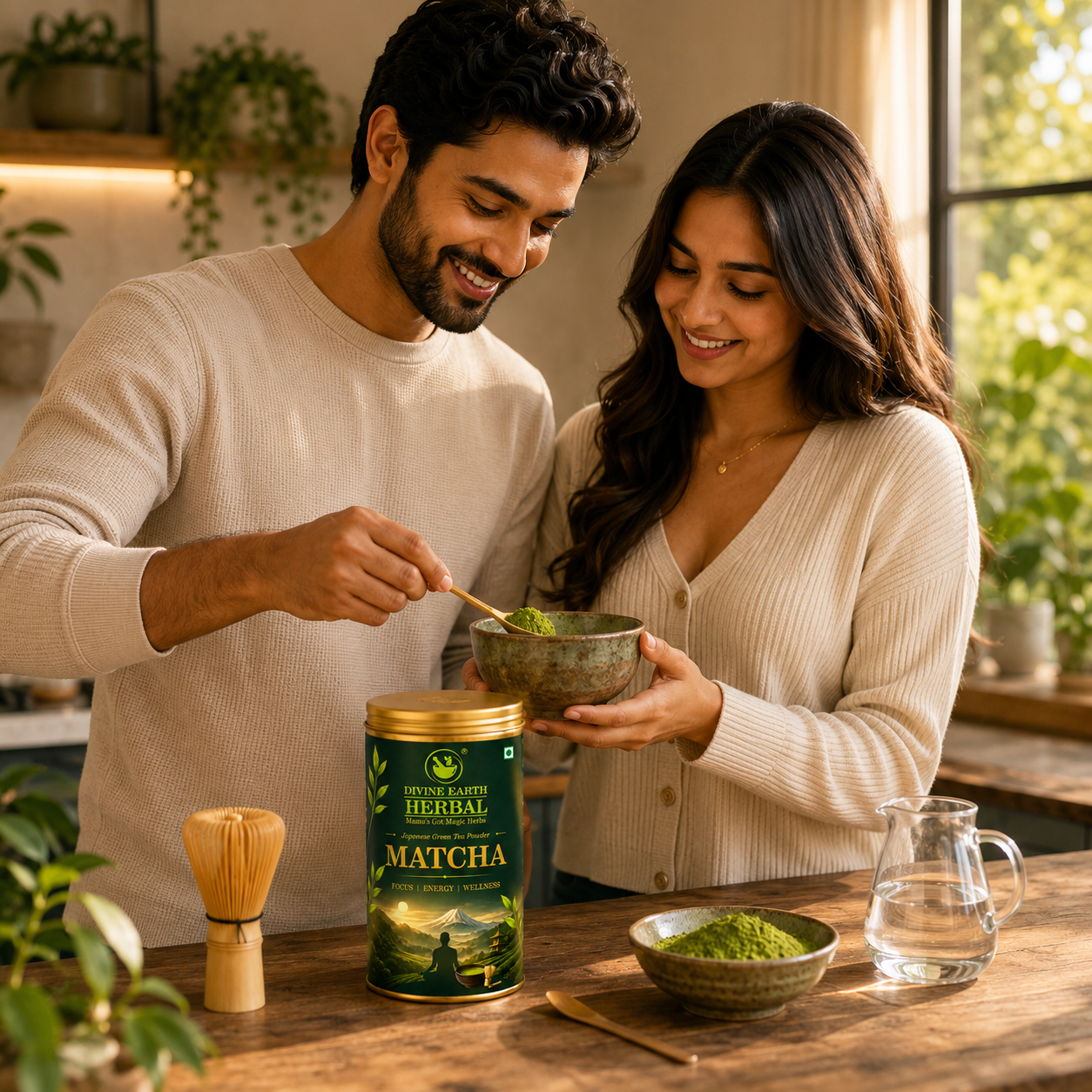 Divine Earth Herbal Matcha Green Tea Powder 100 Grams, Japanese Matcha Powder with 100% Natural, Ultra-Fine, Smooth & No Bitter Aftertaste, Natural Energy & Focus