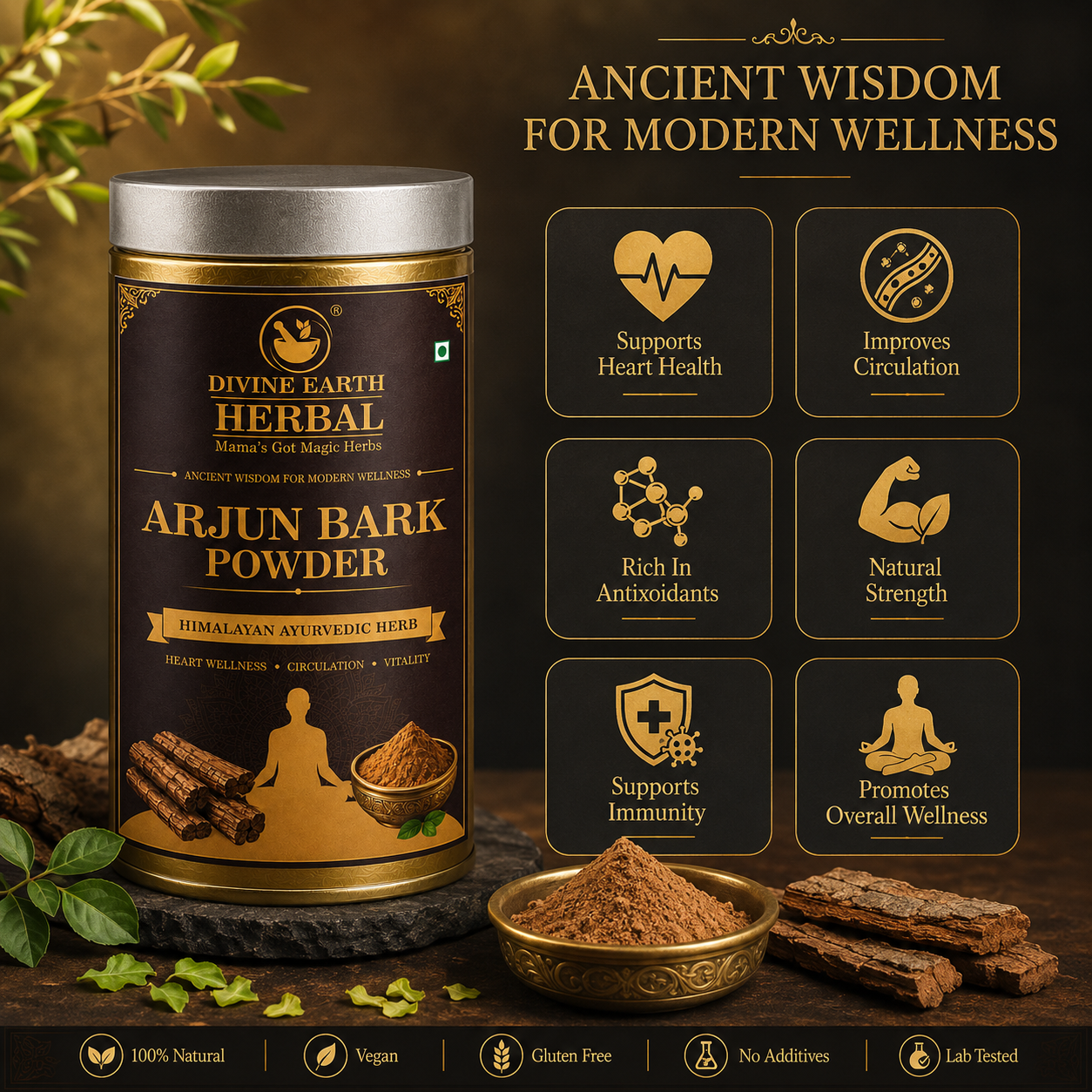 Arjun Ki Chaal Powder 150g | 100% Pure Terminalia Arjuna Bark Powder | Ayurvedic Herbal Supplement for Heart Health, Blood Circulation & Cardiovascular Wellness