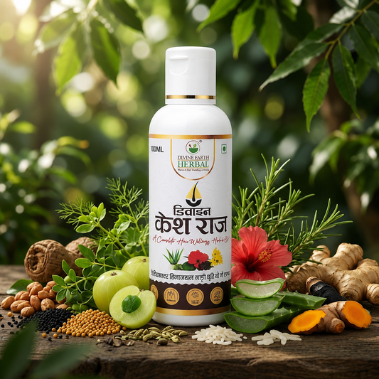 Divine Earth Herbal Kesh Raj Hair Oil Combo Pack (100ml x 2) – Ayurvedic Hair Oil with 21 Himalayan Herbs for Hair Growth, Hair Fall Control & Scalp Nourishment