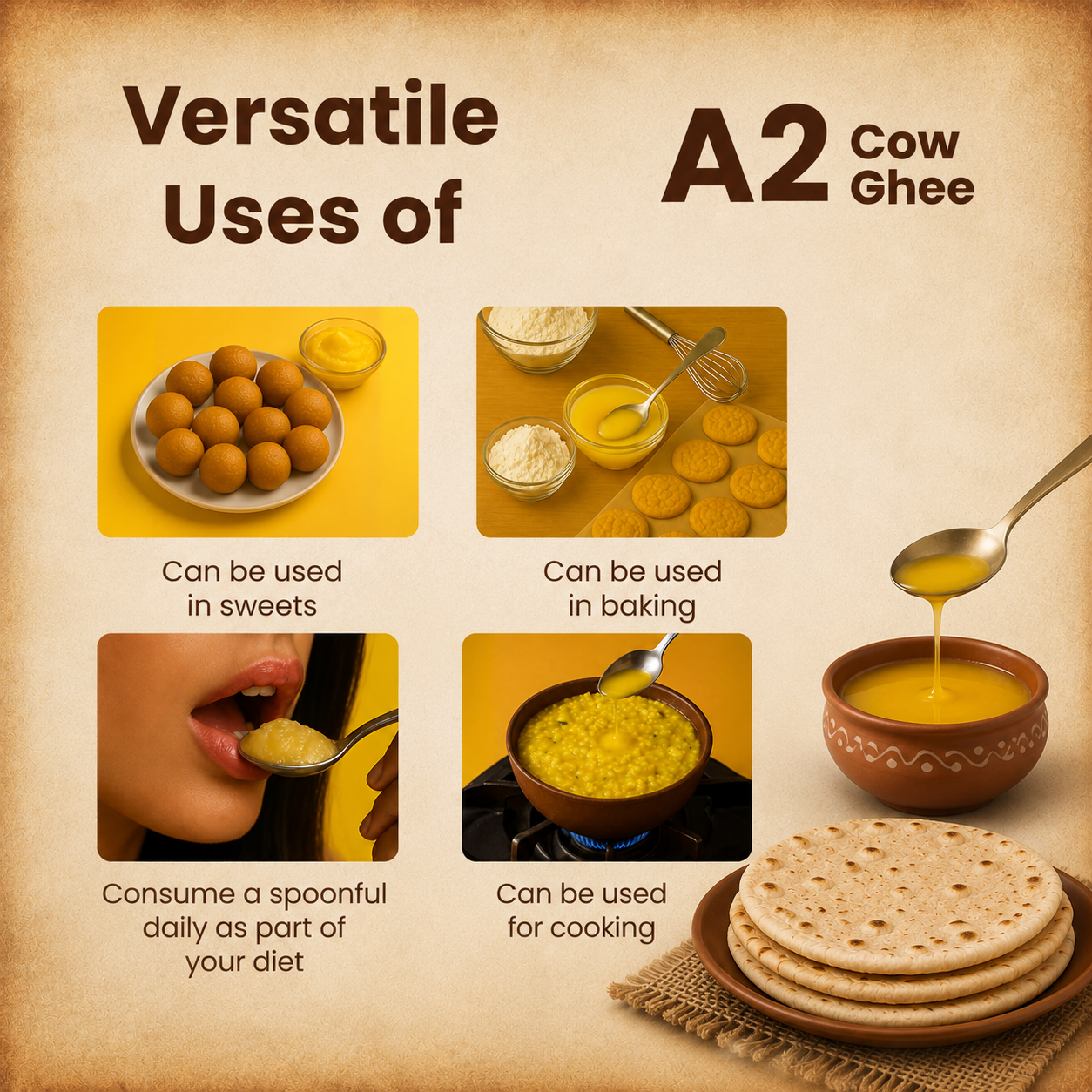 A2 Cow Ghee 300ml | Traditional Bilona Method | Made from Desi Cow Milk | Pure & Natural Ghee | No Preservatives or Additives