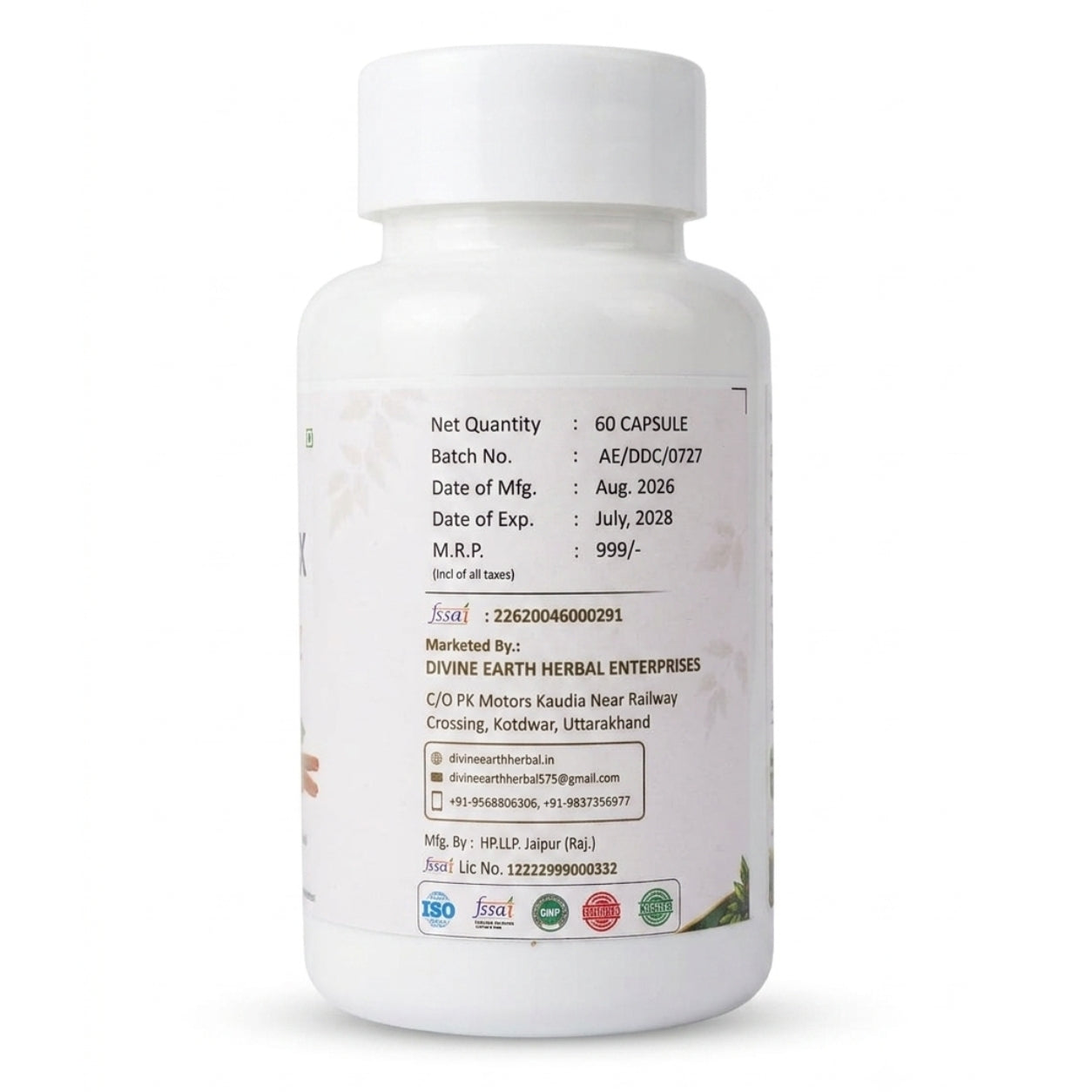 Divine Earth Herbal Daily Detox Capsules | Natural Herbal Supplement with Giloy, Punarnava, Neem, Amla, Tulsi, Harad, Baheda & Kali Mirch | Daily Wellness Support | 60 Capsules