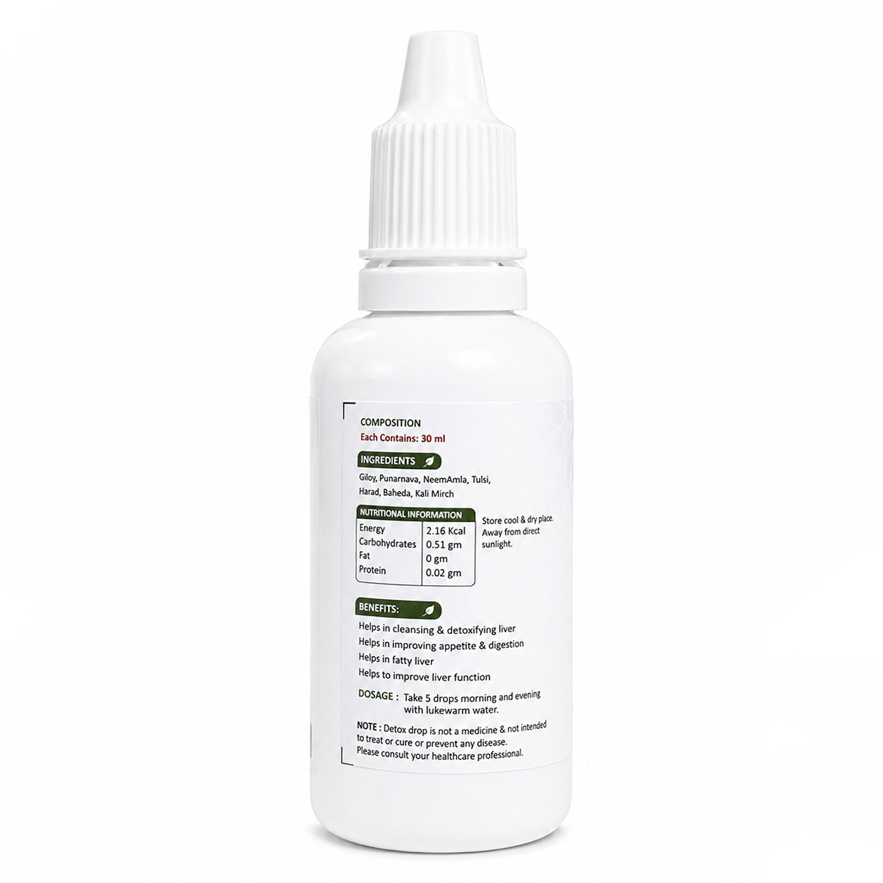 Divine Earth Herbal Daily Detox Drops | Herbal Detox Formula with Giloy, Neem, Tulsi, Amla & Punarnava | Supports Liver Health, Digestion & Natural Detox | 30ml