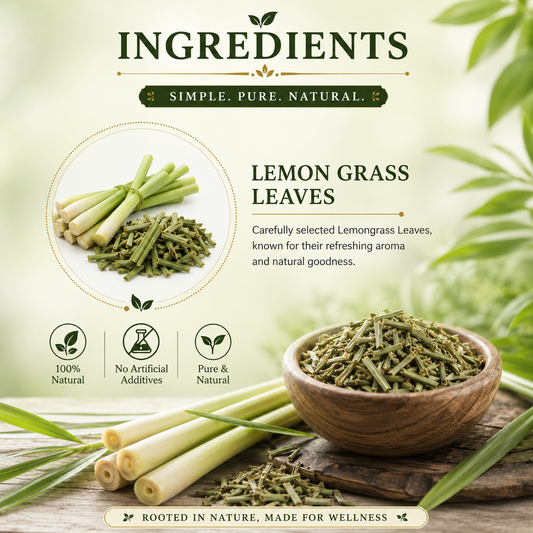 Divine Earth Herbal Lemon Grass Green Tea | Natural Lemon Grass Leaves | Loose Leaf Herbal Tea in Natural Form – 50g
