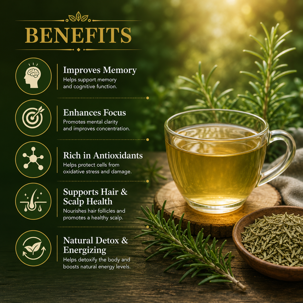 Divine Earth Herbal Rosemary Leaves | 100% Natural Dried Rosemary Herb | Natural Loose Leaf Herbal Tea | Rosemary Herbal Infusion | 50g