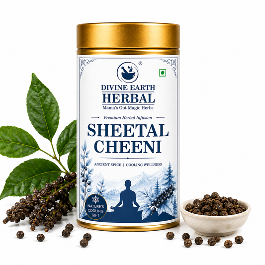 Divine Earth Herbal Sheetal Cheeni | 100% Pure Cooling Herb & Ancient Spice | Natural Wellness Support | Premium Herbal Infusion | No Added Preservatives | 100g